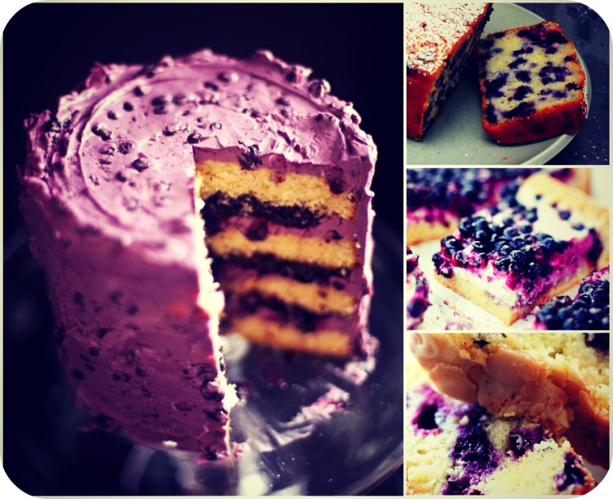 Blueberry cake collage